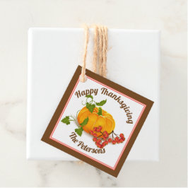 Pumpkin och brunt fall Happy thanksgiving Gåvor Etiketter