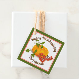 Pumpkin och brunt fall Happy thanksgiving Gåvor Etiketter
