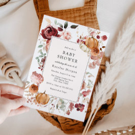 Pumpkin och Burgundy Blommigt Baby Shower Inbjudningar