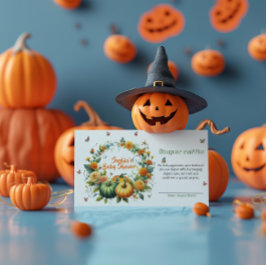 Pumpkin och Butterfly med charmig Blommigt Tilläggskort