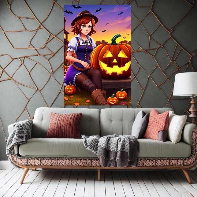 Pumpkin och dam med brun hatt | AI Art Poster (Skapare uppladdad)