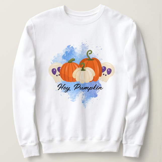 Pumpkin och Döskallar Hoodie, Blue Gothic Hallowee T Shirt (Design framsida)