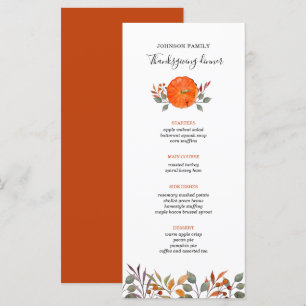 Pumpkin och fall-Thanksgiving-midmeny Meny