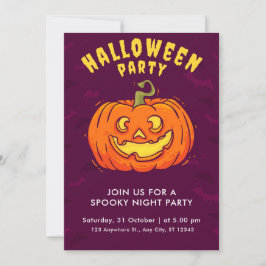 Pumpkin och Fladdermus-taloky Halloween med Orange Inbjudningar