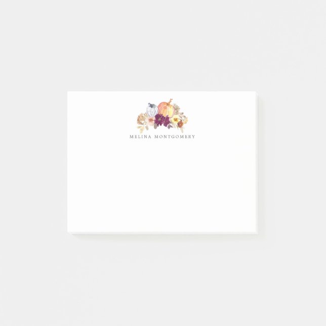 Pumpkin och Flowers Fall Personlig Post-it Block (Framsida)