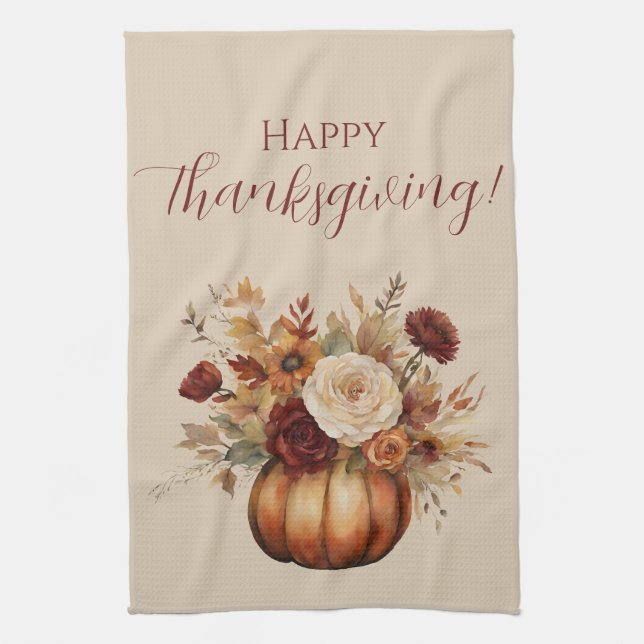 Pumpkin och Flowers- Kökshandduk (Vertikal)