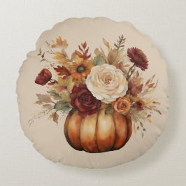 Pumpkin och Flowers- Rund Kudde