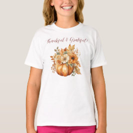 Pumpkin och Flowers-Thankful och tacksam T Shirt