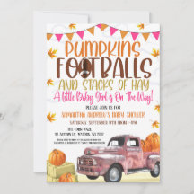 Pumpkin och Football Girl Shower-inbjudan
