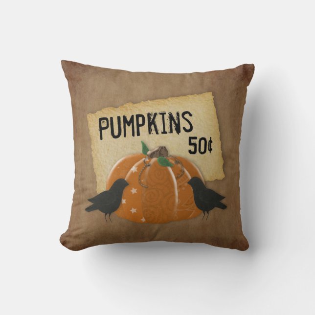 Pumpkin och Kråkor Pillow Kudde (Framsida)
