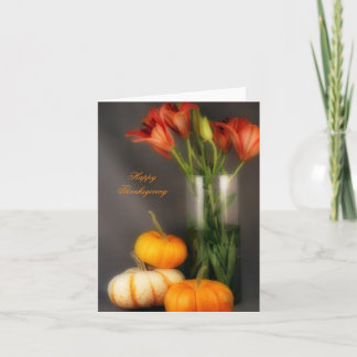 Pumpkin och Lilies Happy thanksgiving Kort