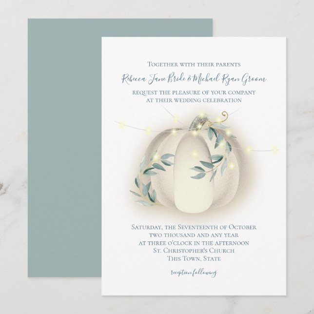 Pumpkin och Ljus botaniska vacciner Bröllop Inbjudningar (Fram/baksida)