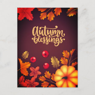 Pumpkin och Löv Fall för elegantens höstblommor Helg Vykort
