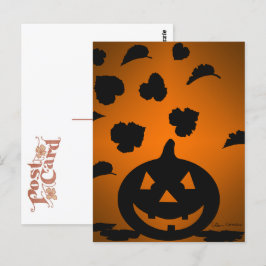 Pumpkin och Löv Silhouette Vykort