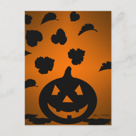 Pumpkin och Löv Silhouette Vykort