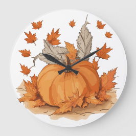 Pumpkin och löv stor klocka