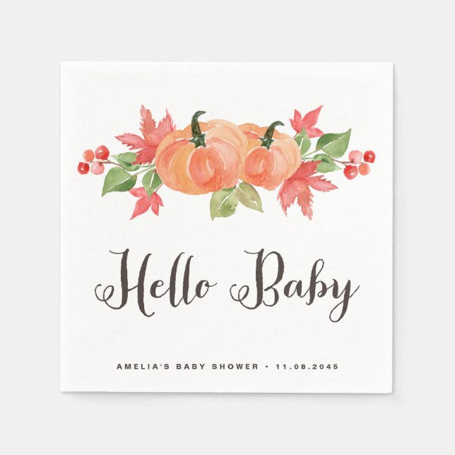 Pumpkin och Maple Löv Baby Shower Pappersservett (Framsidan)