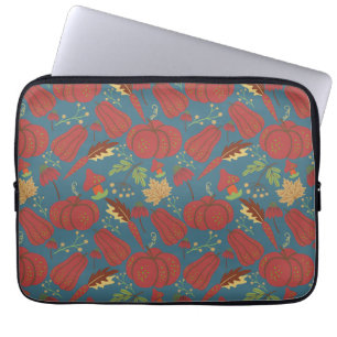 Pumpkin och morot, sömlös, röd och blå mönster laptop fodral