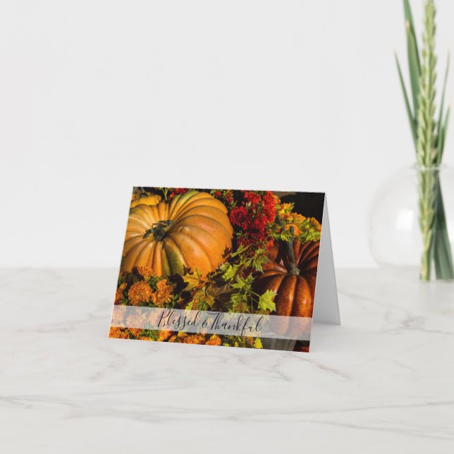 Pumpkin och Morsa Arrangemang Thanksgiving Helgkort (Framsida)