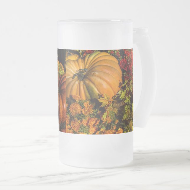 Pumpkin och Morsa Arrangemangt, frostat glasöl Mug Ölglas (Framsida höger)