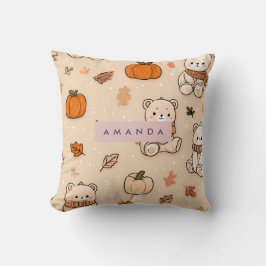 Pumpkin och Nalle för Mysigt höstfälla för personl Kudde