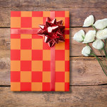 Pumpkin- och Red Checkerboard-Vintage Presentpapper<br><div class="desc">Papper insvällning av Vintagen Pumpkin och Red Checkered Checkerboard</div>