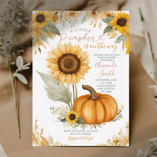 Pumpkin och Solros Baby Shower Inbjudningar (Skapare uppladdad)
