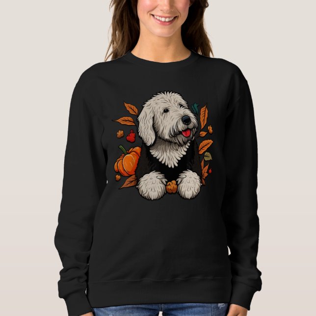 Pumpkin Old English Sheepdog costume on Bobtail Ha T Shirt (Framsida)