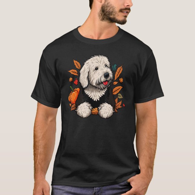 Pumpkin Old English Sheepdog costume on Bobtail Ha T Shirt (Framsida)