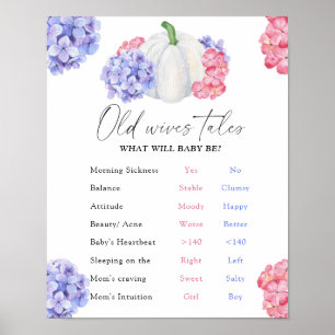 Pumpkin Old Wives Tales Gender Reveal Board Poster