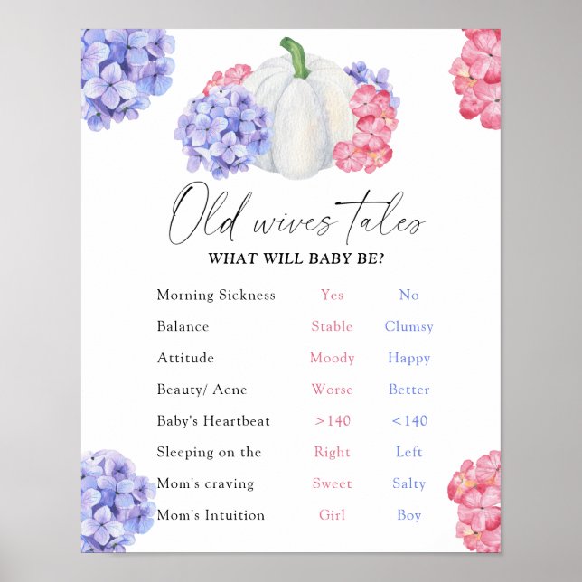 Pumpkin Old Wives Tales Gender Reveal Board Poster (Framsidan)