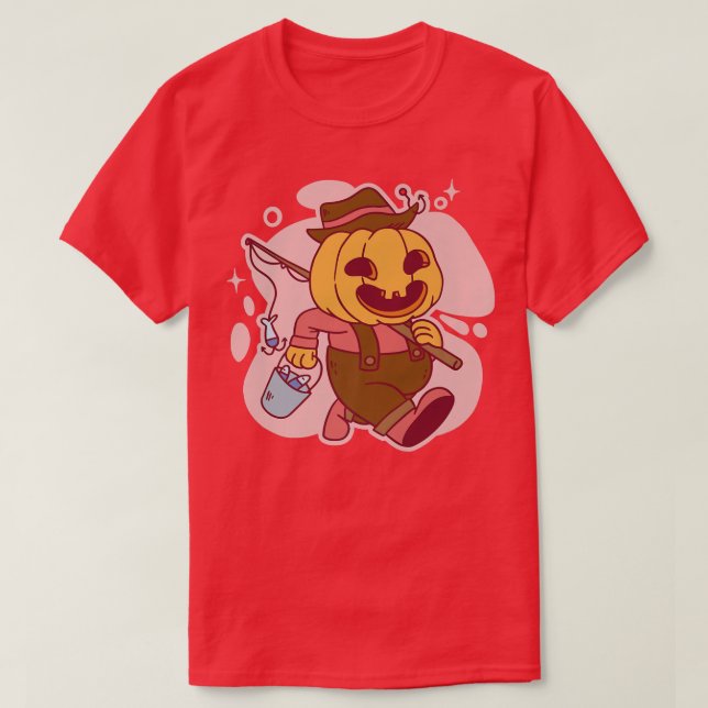 Pumpkin on Fishing T Shirt (Design framsida)