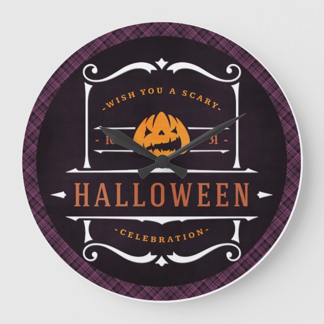 Pumpkin önskar dig en Scary Halloween Stor Klocka (Framsida)