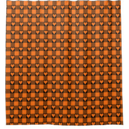Pumpkin Orange Black Buffalo Heart Plaid