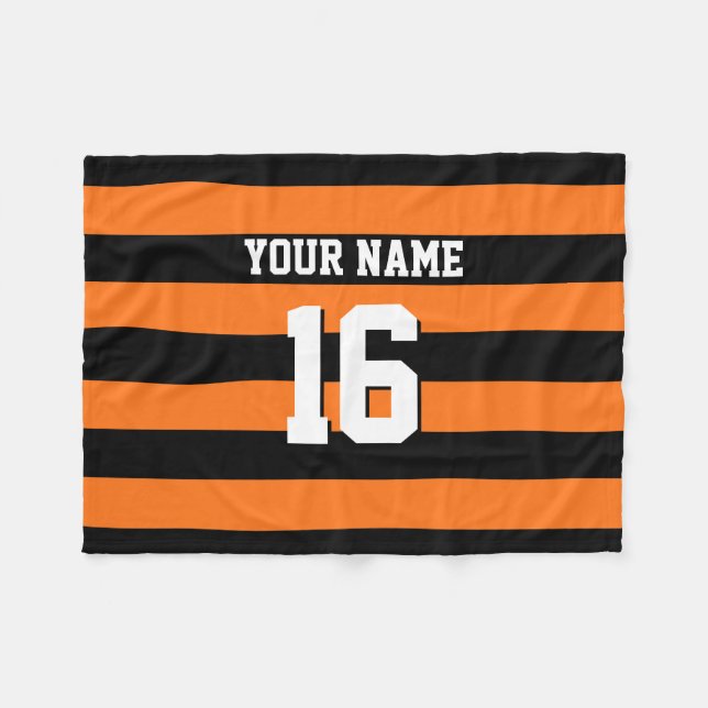 Pumpkin Orange Black Team Jersey Preppy Rand Fleecefilt (Framsidan (Horisontell))