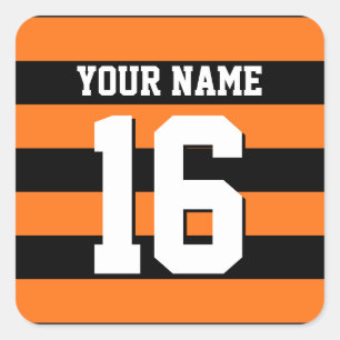 Pumpkin Orange Black Team Jersey Preppy Rand Fyrkantigt Klistermärke