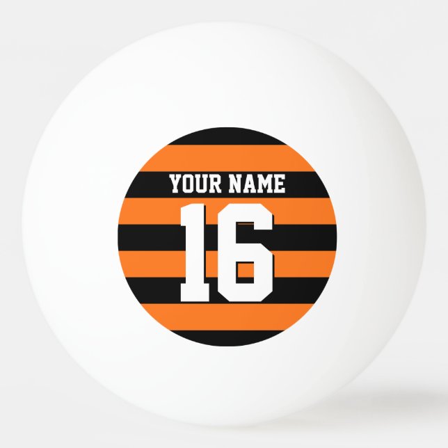 Pumpkin Orange Black Team Jersey Preppy Rand Pingisboll (Framsidan)