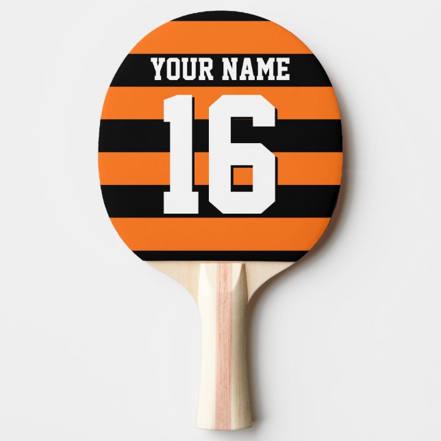 Pumpkin Orange Black Team Jersey Preppy Rand Pingisracket (Framsidan)