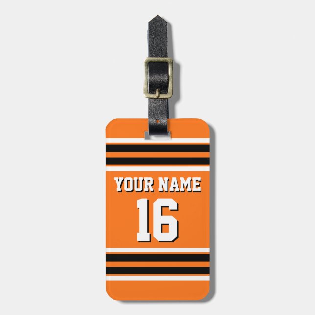Pumpkin Orange Blk Team Jersey Anpassningsbar Numb Bagagebricka (Vertikal Framsida)