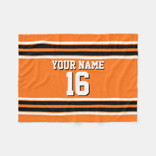 Pumpkin Orange Blk Team Jersey Anpassningsbar Numb Fleecefilt
