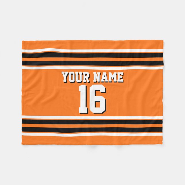 Pumpkin Orange Blk Team Jersey Anpassningsbar Numb Fleecefilt (Framsidan (Horisontell))