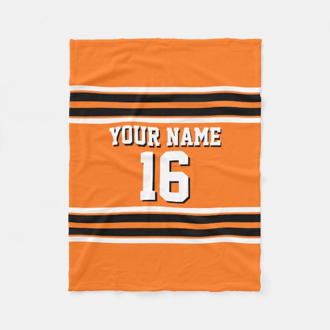 Pumpkin Orange Blk Team Jersey Anpassningsbar Numb Fleecefilt (Framsidan)