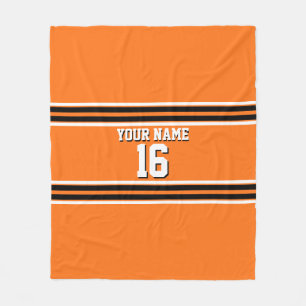 Pumpkin Orange Blk Team Jersey Anpassningsbar Numb Fleecefilt