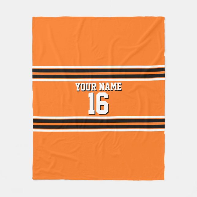 Pumpkin Orange Blk Team Jersey Anpassningsbar Numb Fleecefilt (Framsidan)