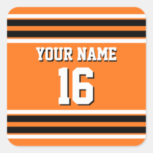 Pumpkin Orange Blk Team Jersey Anpassningsbar Numb Fyrkantigt Klistermärke