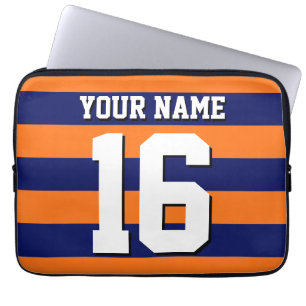 Pumpkin Orange Blue Team Jersey Preppy Rand Laptop Fodral
