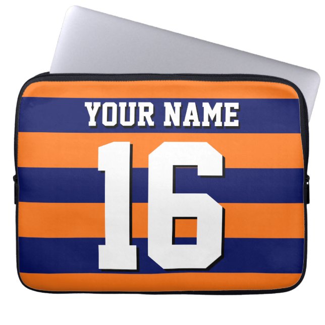 Pumpkin Orange Blue Team Jersey Preppy Rand Laptop Fodral (Framsidan)