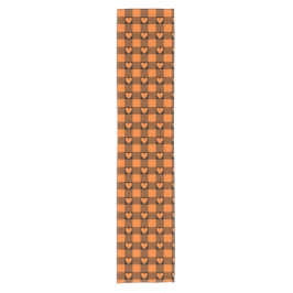 Pumpkin Orange Buffalo Heart Plaid Table Runner