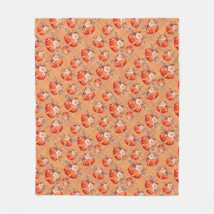 Pumpkin orange fall blommigt plätering höst fleecefilt