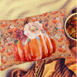 Pumpkin orange fall blommigt plätering höst prydnadskudde